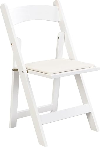 Miniatura 3 de White Folding Accent Chairs with Beige Cushion 4Pcs, Curved Back, Wood, Modern Leisure Chairs for Bedroom, Living Room, Waiting Room