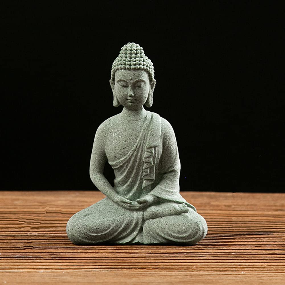 ZYWUOY Resin Stone Aquarium Decorations, Garden Ornament Sitting Buddha Resin Stone Zen Effect Outdoor Indoor Statue