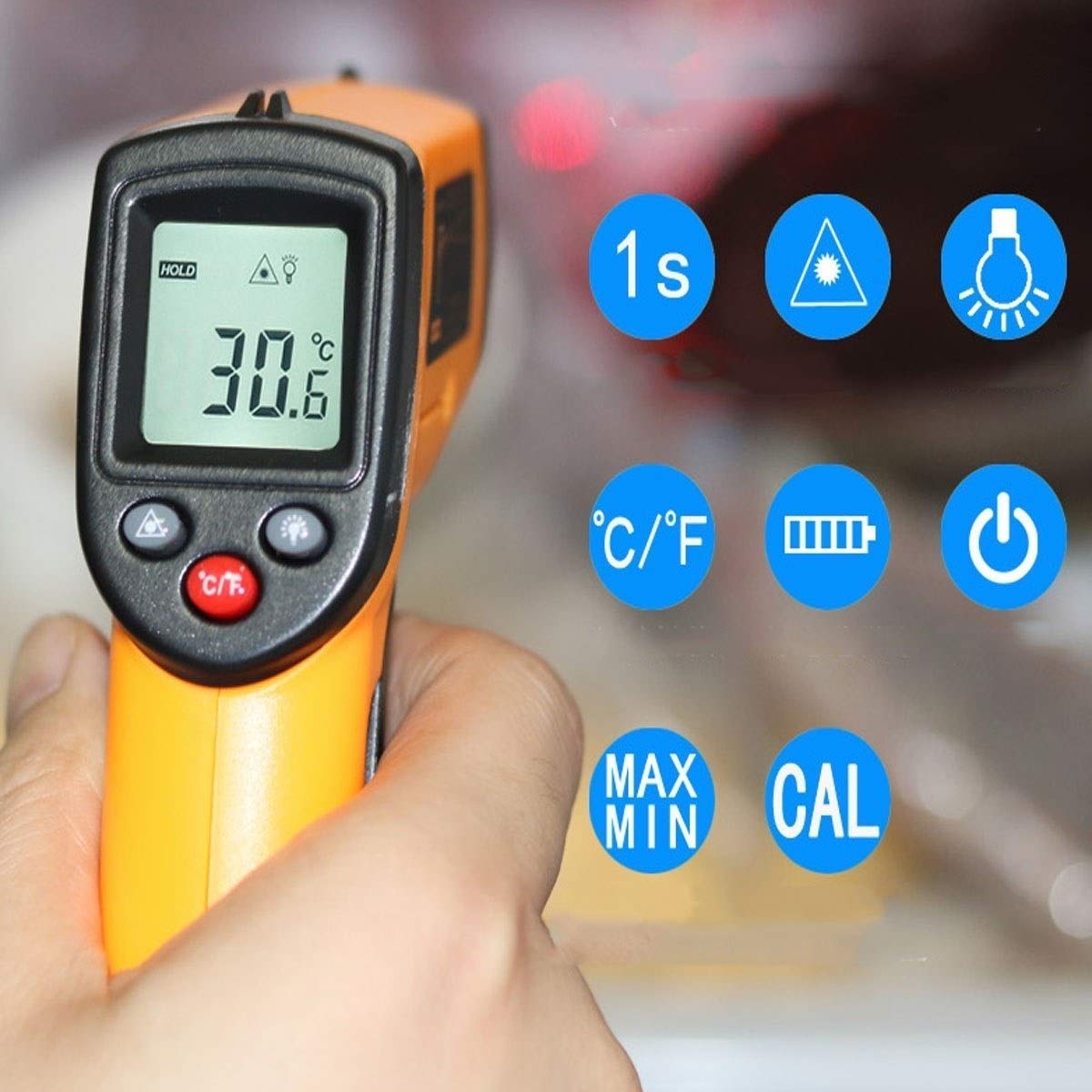 XINGYU Termómetro, termómetro de luz de Alta precisión, termómetro Industrial de Alta Temperatura, termómetro electrónico de Cocina (Amarillo/Azul) Herramientas domésticas Muy útiles