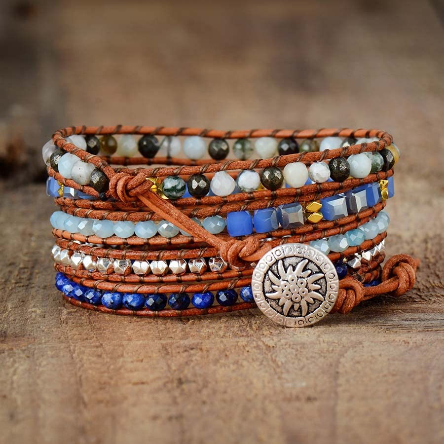 Image of Boho Stone Wrap Bracelet for Women,Turquoise Beaded Bracelet Jewelry Gift