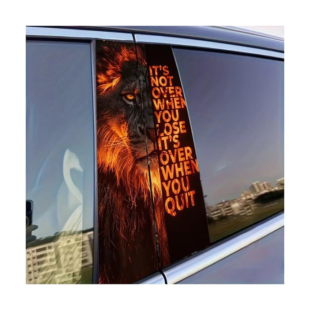 Dabhuoc One Color Car Parts 2 Pcs Car Window Pillar Stickers Flame Lion Glossy Protective Polyethylene Film