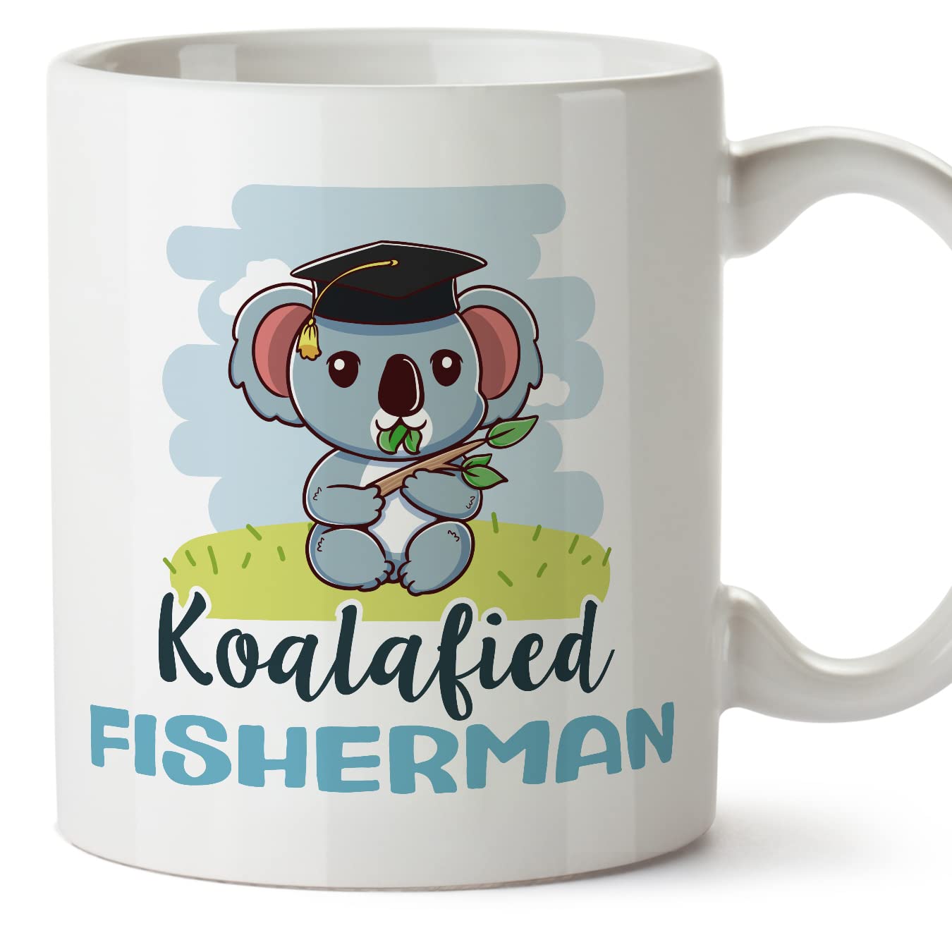 MUGFFINS Fisherman Man Mug - in English - Koalafied - Funny Gift for Colleagues - Ceramic 11oz Mug