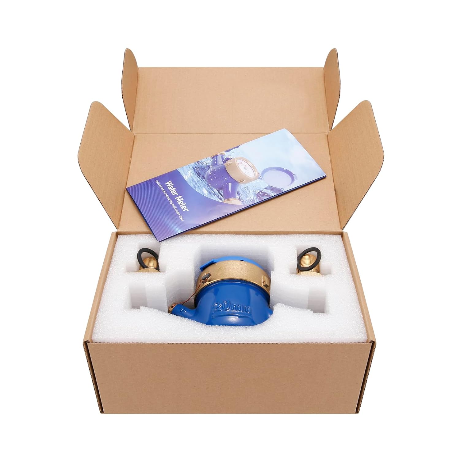 MEASUREMAN 3/4" Non-Pulsed Multi-Jet Cubic Meter Water Meter Brass Body 20mm Flow Cold Water Monitoring for Homes Apartments​