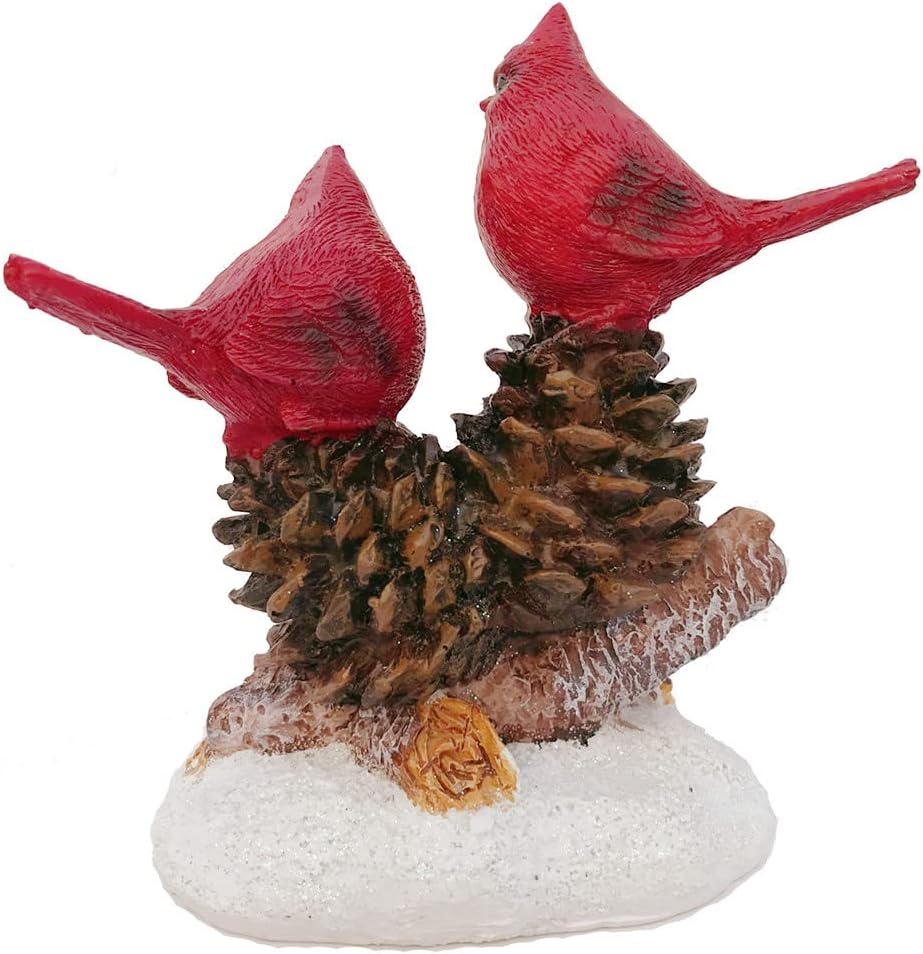 Cardinal Figurines Red Cardinals Bird on Pinecones Home Decor Gifts (B) - Image 4
