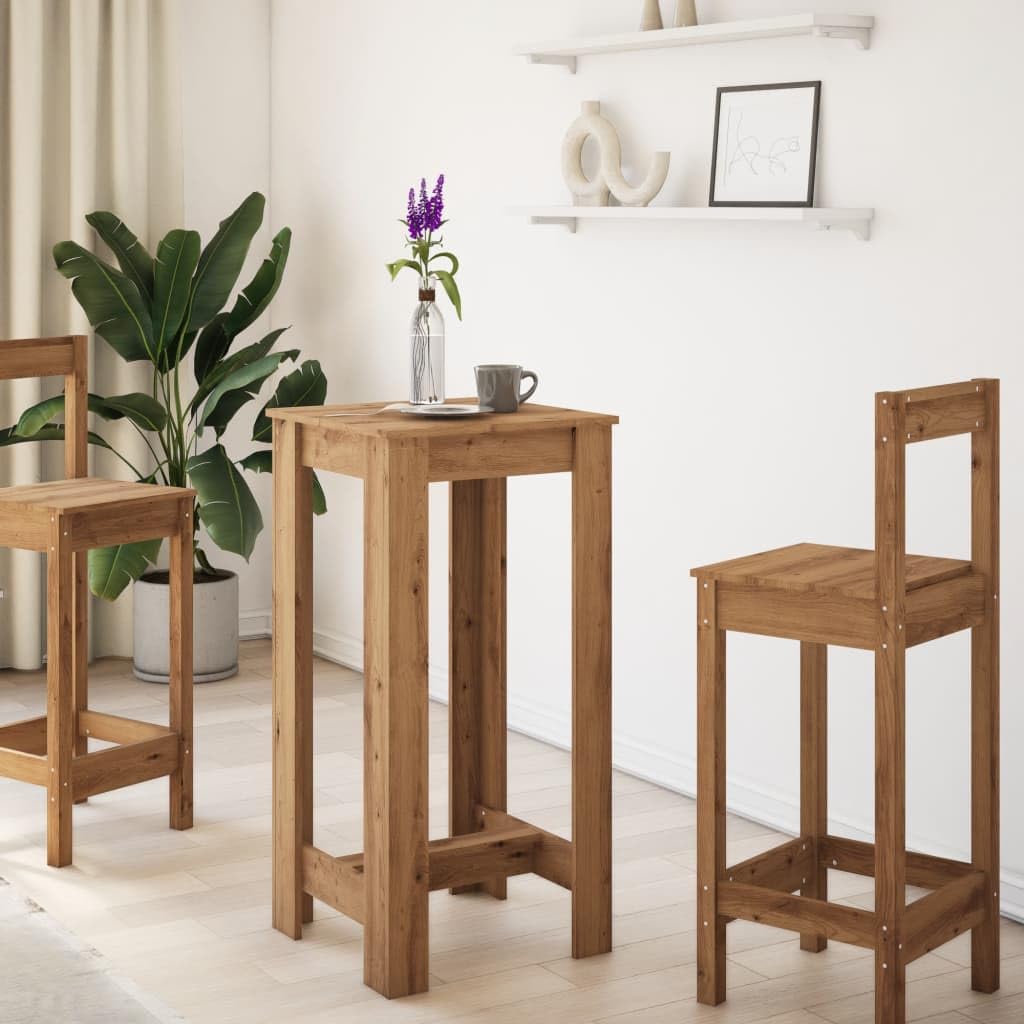 Hothingwell Bartisch aus Eiche, 51 x 50 x 103 cm, Holz, stabil und langlebig, für Küche, Wohnzimmer, Esszimmer, glatte Oberfläche, leicht zu reinigen mit feuchtem Tuch, inkl