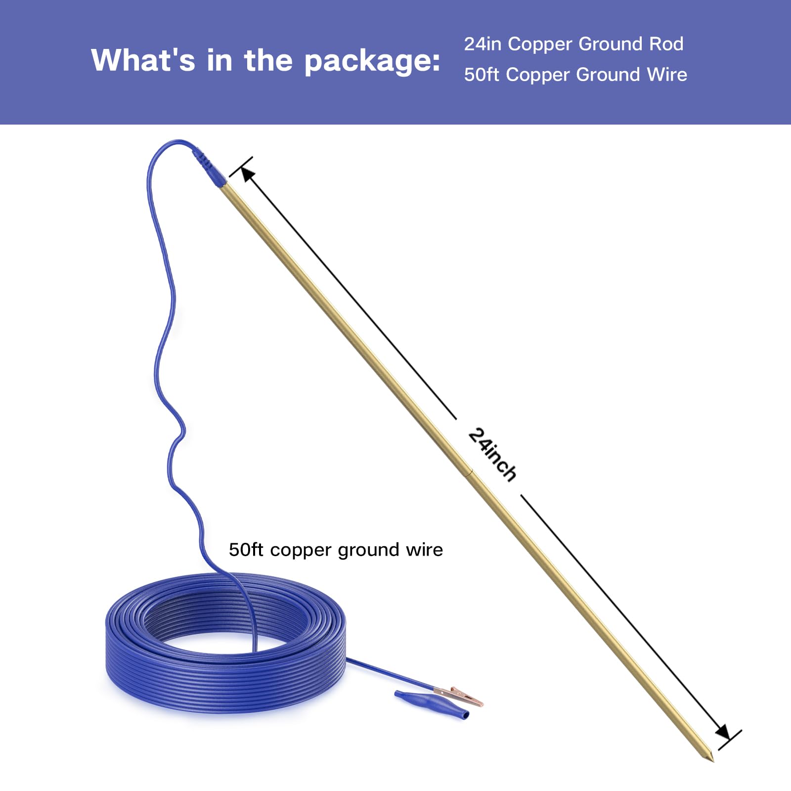 Electrical Grounding LIFENCE Copper Ground Rod Kit - 24 Inch Rod With ...