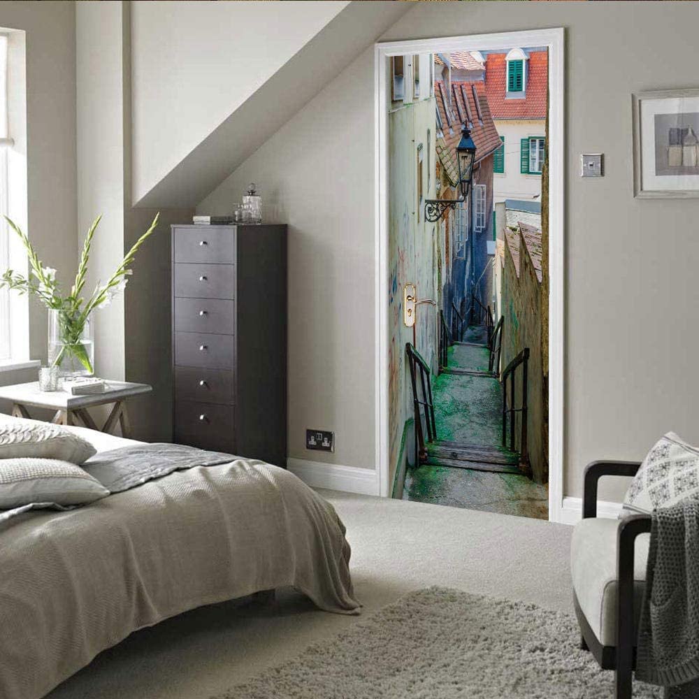 Acquista Adesivo per porta 3D Decalcomania fai da te Corridoio in stile nordico Bianco Porta autoadesiva Carta da parati Murale Room Decor Estetica Poster Adesivi in Italia a partire da 4.99
