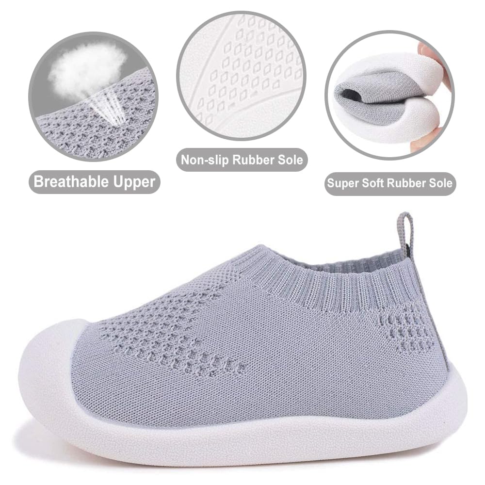 Baby Walkers Infant Sneakers Boys Girls Mesh Breathable Lightweight Non-Slip Toddler Casual Shoes Cotton Flying Woven Fabric Mesh Breathable Lightweight Trainers Indoor Outdoor — view 6