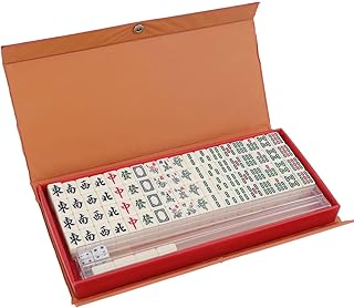 Mini Mahjong Set, 4 Blank Tiles Support More Gameplay, Mahjong Sets with Carrying Travel Case,Mahjong Tile Game,2 Dice 4 Racks (20x14x10mm)