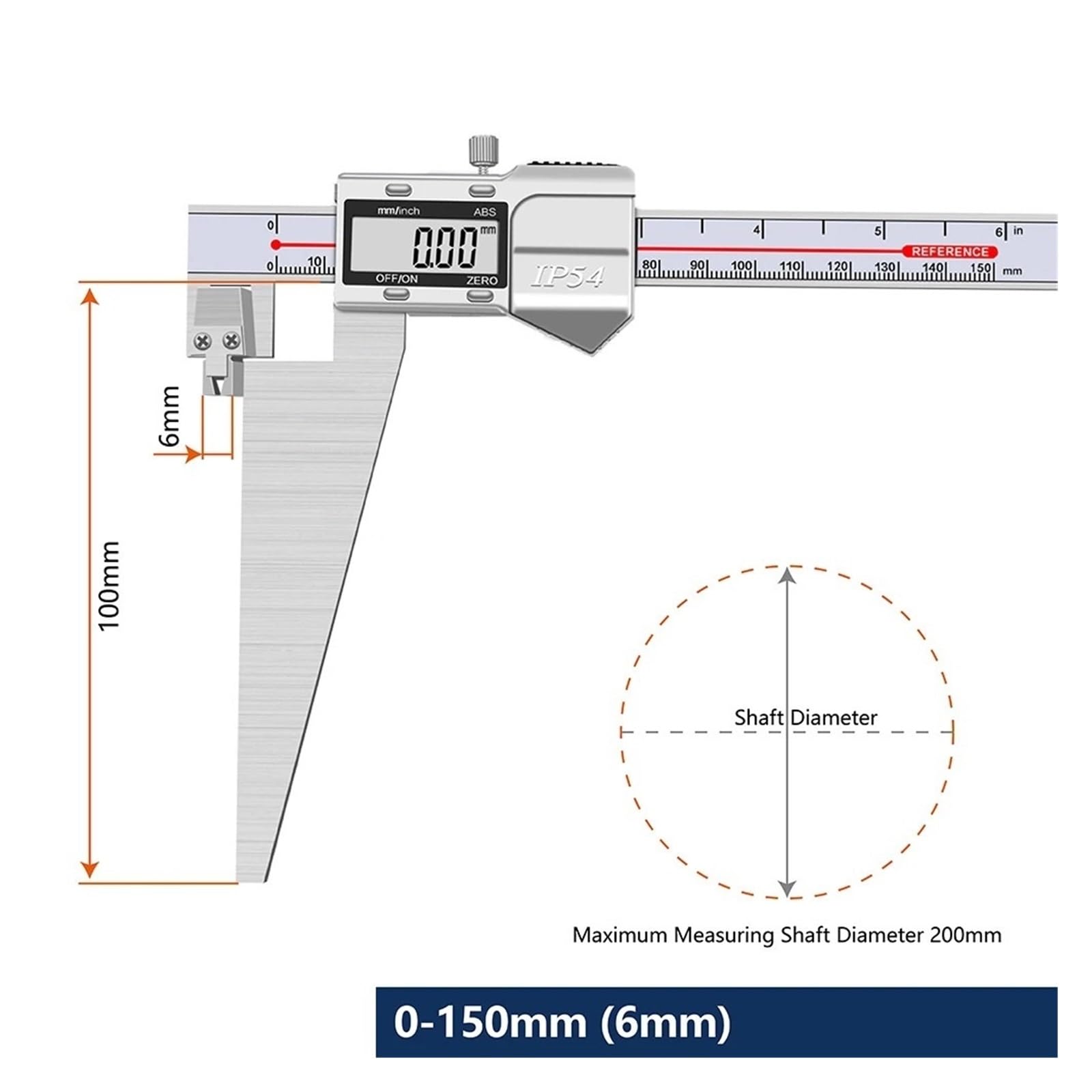 0-150 mm symetria wpustu suwmiarka cyfrowa rowek symetria wał wielowypustowy pomiar centralny suwmiarka elektroniczna (0-150 mm 6 mm)