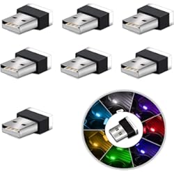 Luces Led Para Carro Interior Luces LED de Ambiente Ambiental para Interiores de automóviles LED USB, 7pcs Plug-in 5V Universal Mini Led USB Lights para el Ambiente Interior del Maletero Interior. (7 Colores)