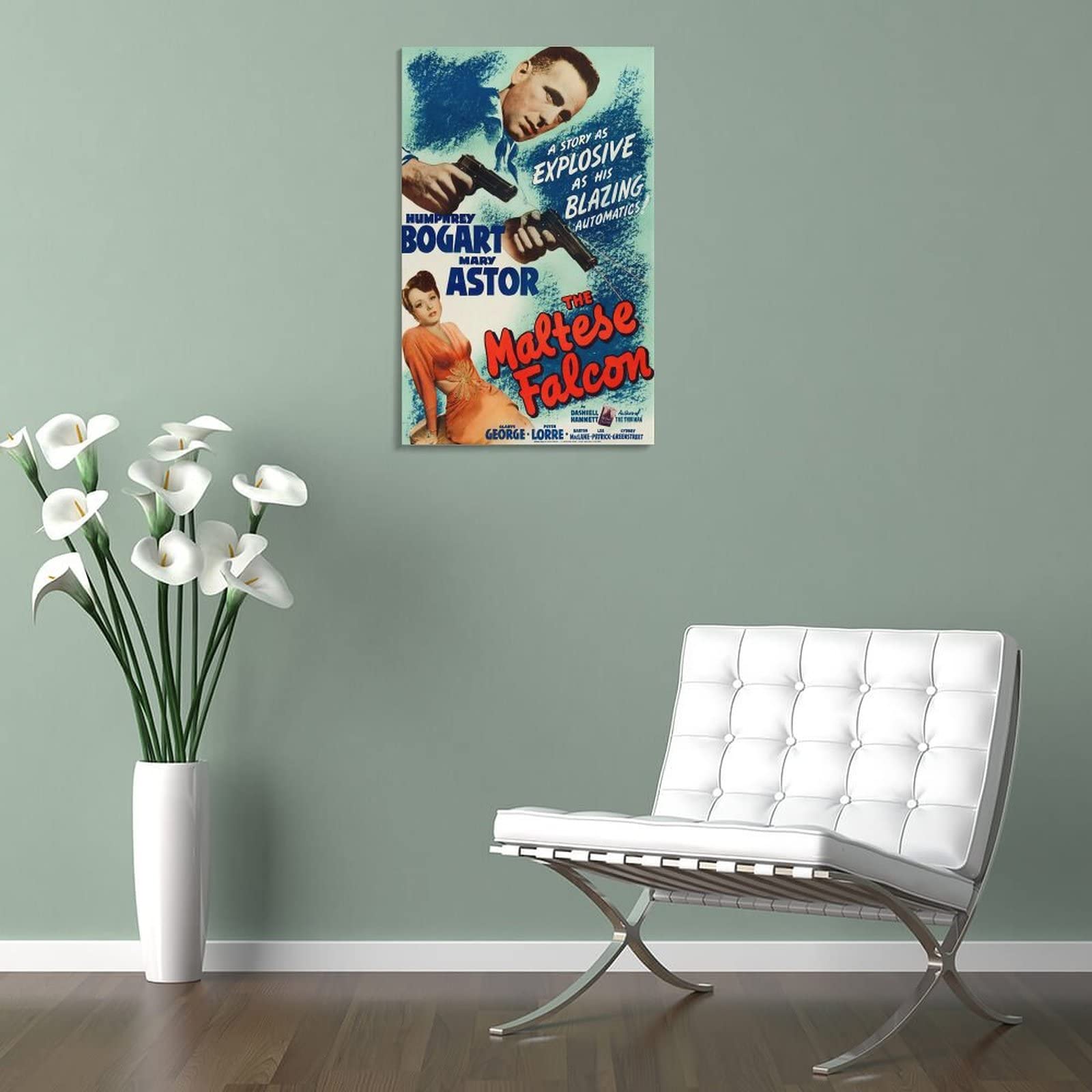 Poster vintage con film d'azione del falco maltese e stampa artistica da parete moderna per la camera da letto della famiglia, 50 x 75 cm
