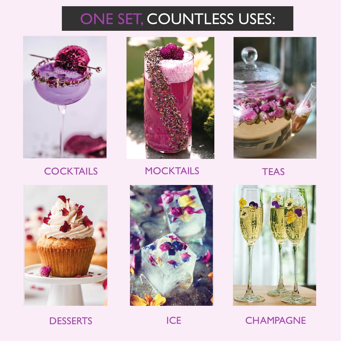 MILLIN Cocktail Garnish Gift Set – Edible Flowers & Dehydrated Fruits | Premium Bar Accessories | Unique Gift for Her | Holiday gifting
