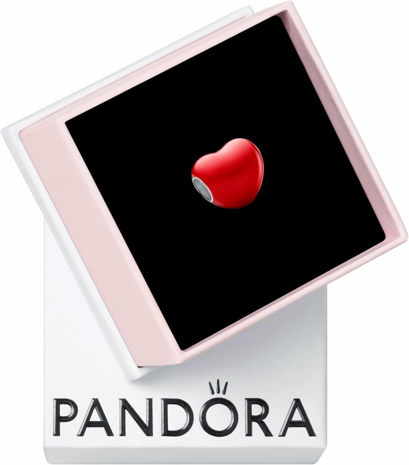 PANDORA Moments Color-Changing Hidden Message Heart Charm - Sterling Silver Charm with Red Enamel - Jewelry for Women - Includes Gift Box