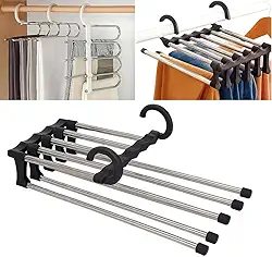 Cabide Multifuncional Para Calças Aço Inox 5 Divisórias Retrátil REFORÇADO