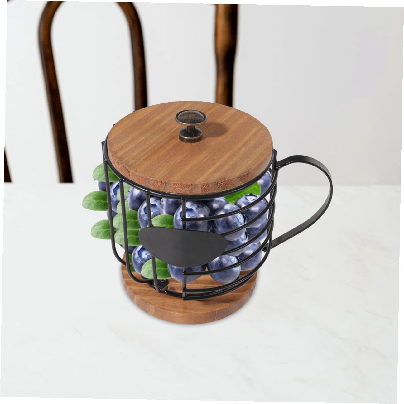 Amosfun Cesto Portaoggetti Resistente in Ferro e Legno a Forma di Tazza Capacità Portacapsule Caffè per Cucina e Casa