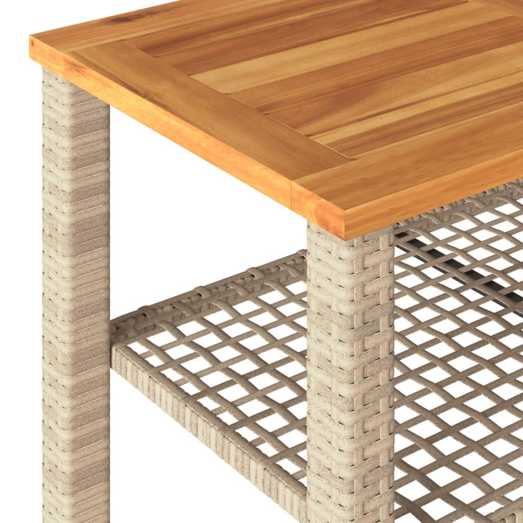 vidaXL Table de Jardin Beige 70x38x42 cm résine tressée et Bois Acacia