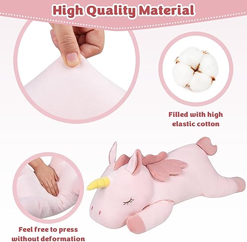 Miniatura 4 de My OLi Almohada de peluche de unicornio de 24 pulgadas, almohada de peluche de unicornio de peluche, almohada de peluche suave para abrazar,