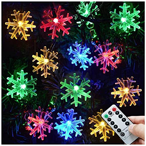 Homeleo Multicolor Changing LED Snowflake Decorations,Battery Operated Christmas Fairy Lights, Light up Snowflake Ornaments for Christmas Tree, Party, Wedding, New Year Decor(25ft.50Leds)