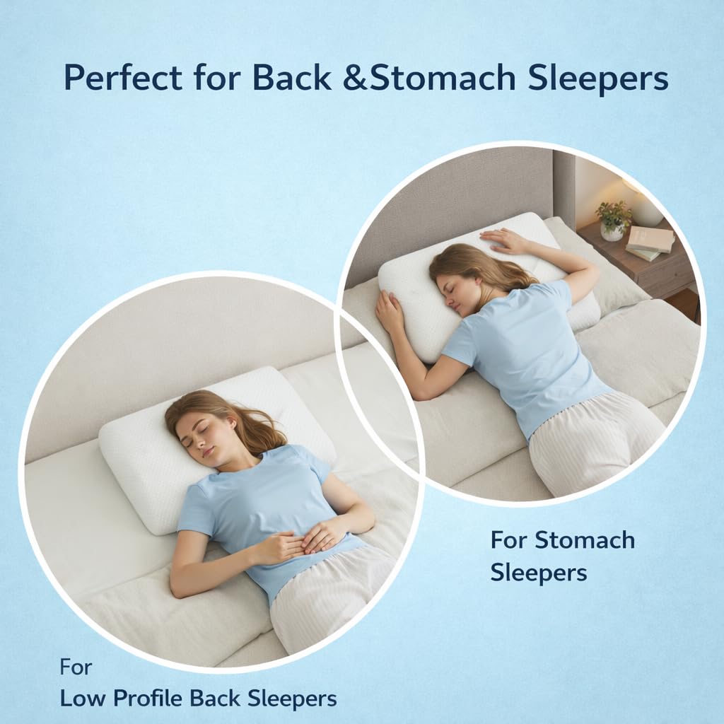 DLIGHT BD Almohada ultrafina de espuma viscoelástica con infusión de gel para dormir de estómago de 2.7 pulgadas, diseño ultrafino y plano para personas que duermen boca abajo y boca arriba
