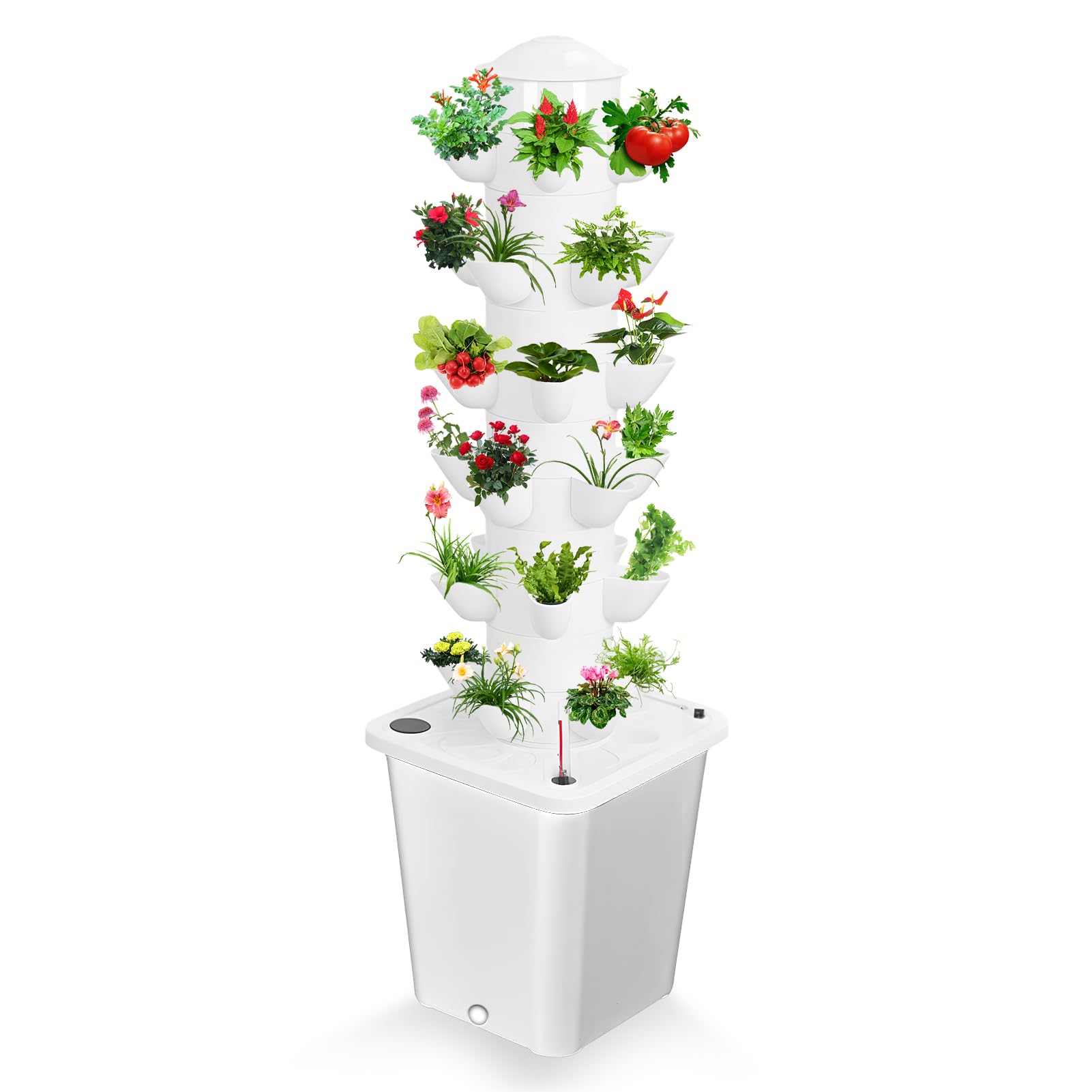 Hydroponic Growing System Kit, Hydroponic Growing Tower Aeroponic Tower, 6 Layers 30 Plants, Indoor Vertical Garden for Herbs Vegetables and Fruits (White)