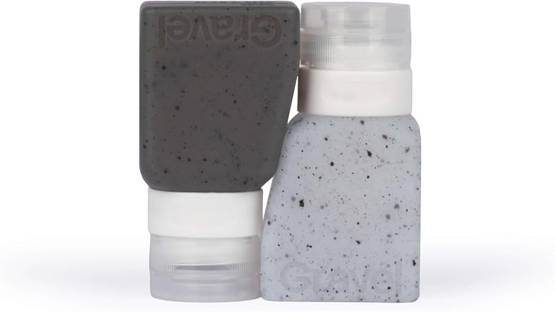Frascos de silicone Gravel para viagem, 88 mL, pacote com 2 — transparente e cinza