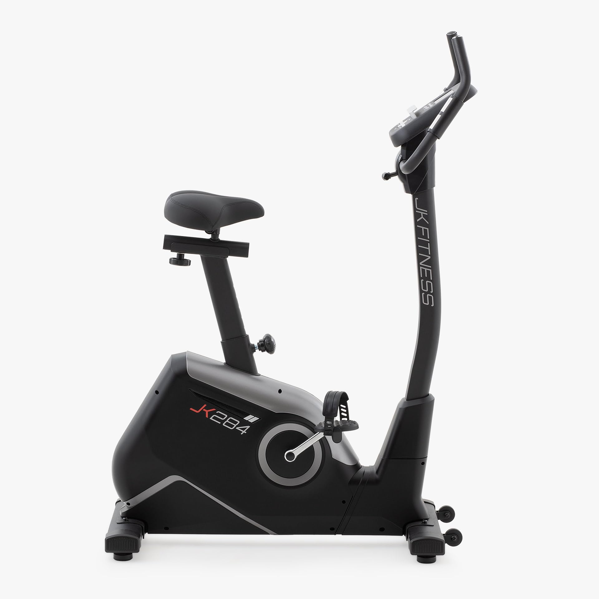 JK FITNESS Cyclette Elettromagnetica JK284【Volano 12 Kg | 32 Livelli di Resistenza】 Display LCD Multifunzione | Programmi Preimpostati | Connettività App | Sella Ergonomica Regolabile