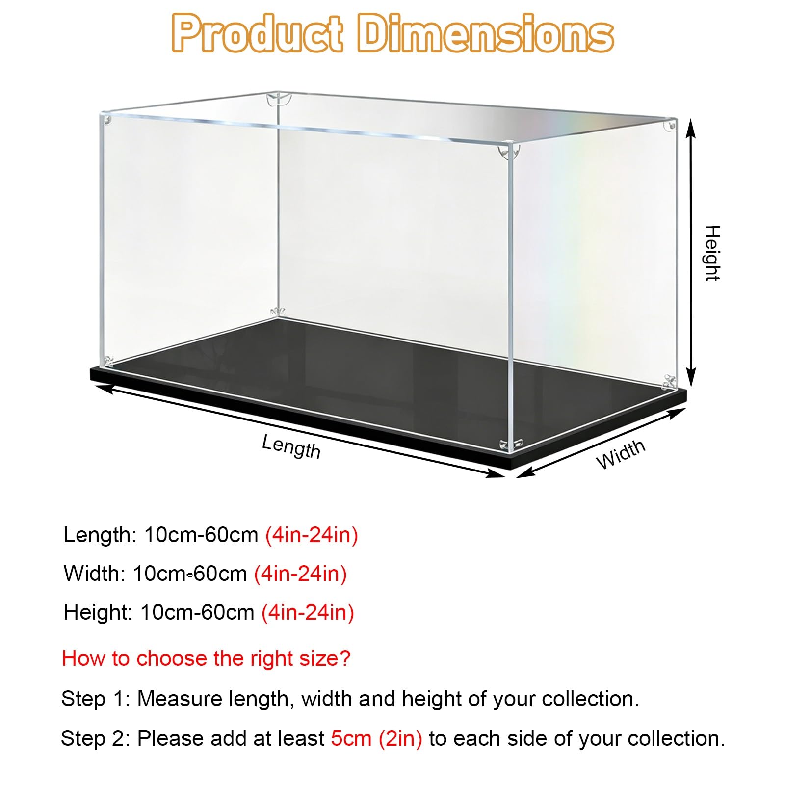Teca Plexiglass Teca Espositiva in Acrilico Trasparente di Grandi Dimensioni (Disponibile nei Formati 20x20x20, 40x40x40, 60x60x60 Cm) – Ideale per Gallerie(8x8x16/20x20x40cm)