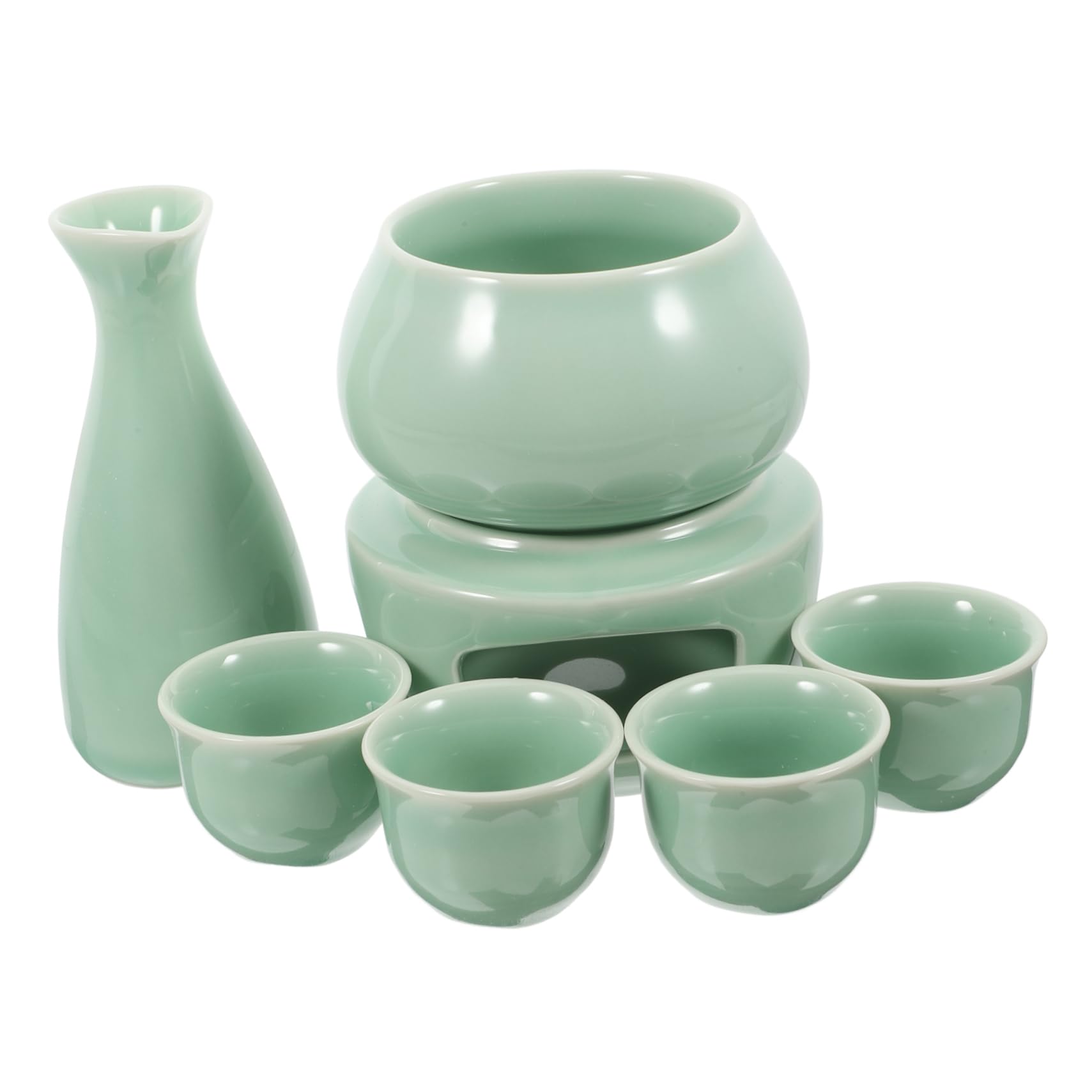 Hohopeti 1juego Sake Cerámico Japonés Con Calentador y Tazas De Porcelana Para Reuniones Sociales Mantiene Del