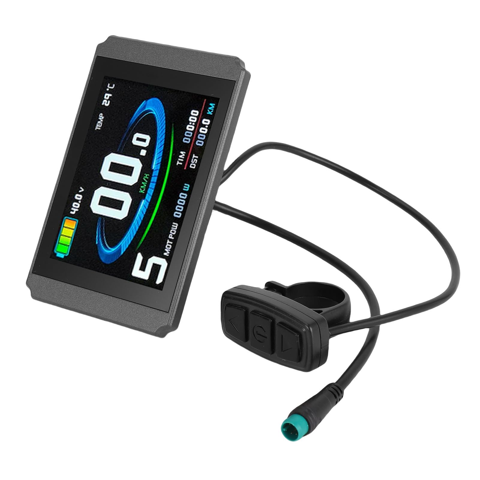 Buachois Pantalla LCD para Bicicleta Eléctrica, Pantalla de Color con Conexión Impermeable de 5 Pines y USB, Panel de Control y Medidor para Scooter Eléctrico, Compatible con Contr
