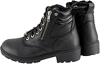 Vista 5 de Milwaukee Leather MBL9320W - Botas de motocicleta con cordones para mujer, de cuero negro de alta calidad, ancho amplio
