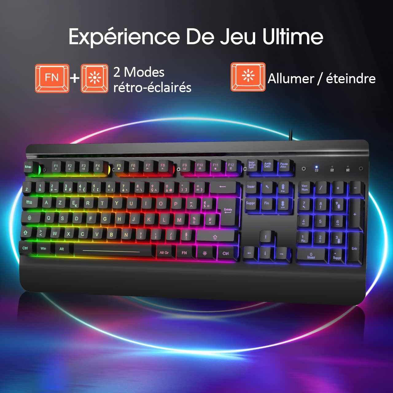 ANSTA Gaming Keyboard and Mouse Combo, Metal Surface, Rainbow Backlight, Programmable Macro, 19 Anti-Ghosting image 3