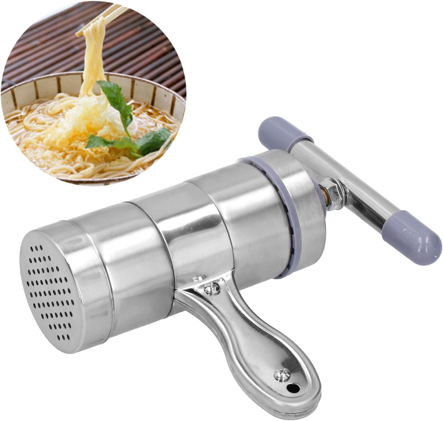 Máquina Manual para Hacer Pasta con 5 Cabezales Intercambiables para prensar la Masa y Preparar Fideos caseros, Espaguetis y Pasta Fresca.
