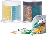 Grand organisateur de suppléments pour un mois d'approvisionnement, KIGI Organisateur de pilules vitaminiques à l'épreuve de l'humidité avec grands compartiments Étiquettes Distributeur de pilule de voyage Cas de médicaments (2 PACK gris & Effacer la taille des voyages)