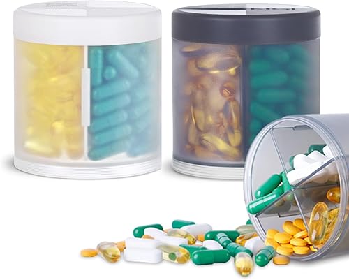 Organizador de píldoras de viaje con 7 compartimentos para 1 semana Suministro KIGI Pastillero de bolsillo Fishoil Contenedor de vitamina (4.5 x 2.5