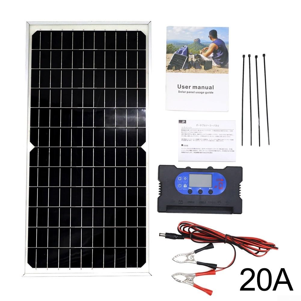 Pannello solare monocristallino da 17 W, 12 V, resistente alle intemperie (20 A)
