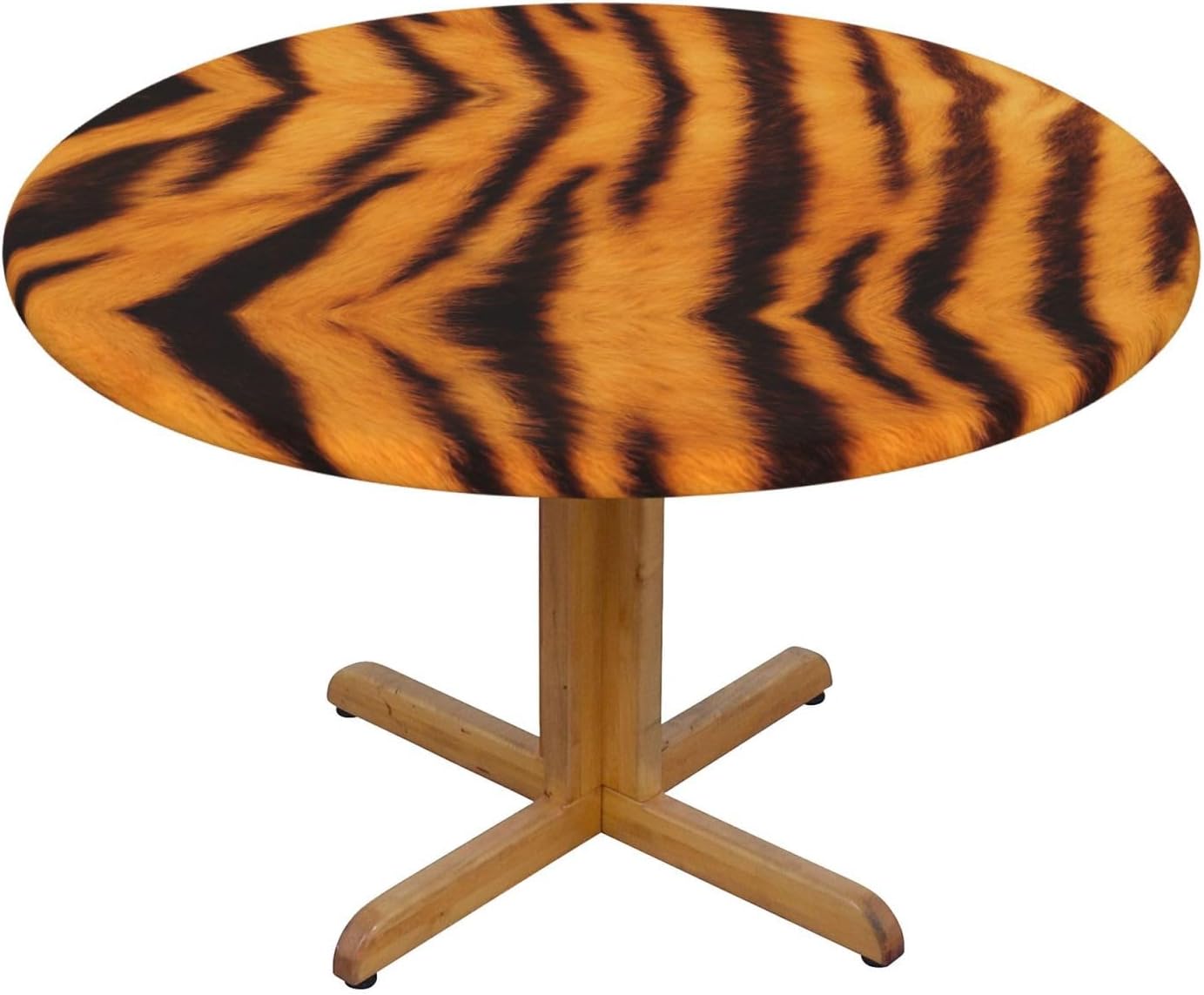 Tiger Striped Pattern Print Outdoor Patio Kitchen Decor Supplies Wipeable Round Table Cloth for Indoor Outdoor