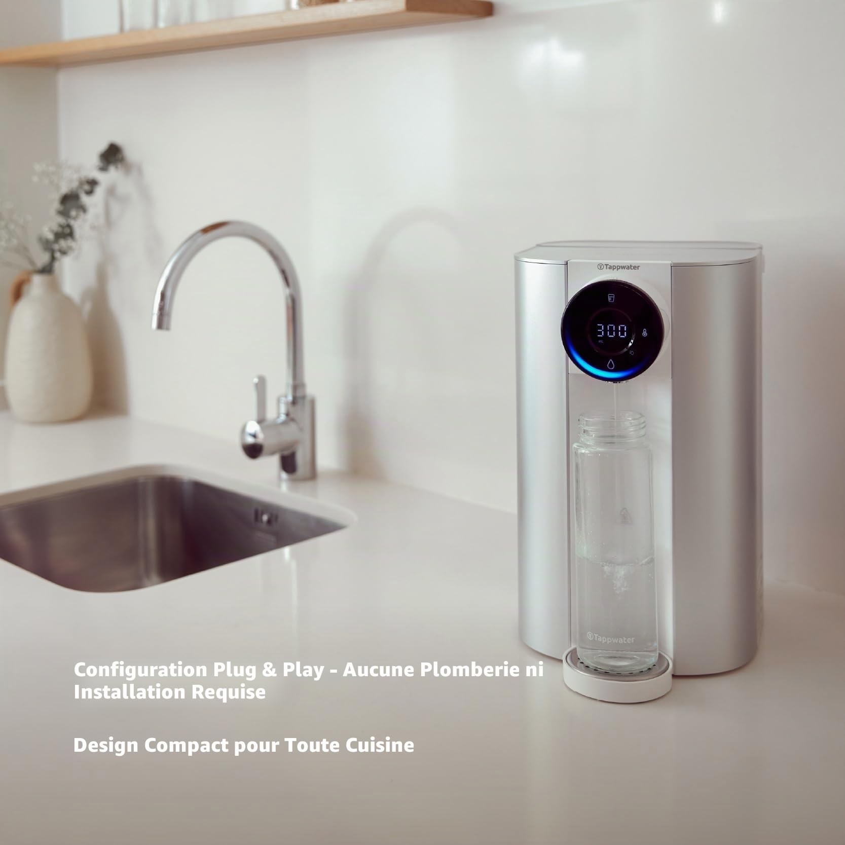 Tappwater Countertop RO SMR Système d'osmose inverse, filtre à eau avec minéralisation, distributeur d'eau chaude et froide, 12 L/H, purificateur d'eau sans installation