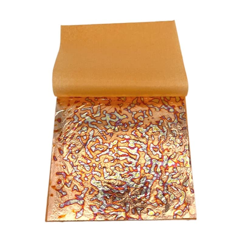 Foglia D'Oro Finta Colorata 50 Fogli 14x14 Cm – Per Decorazioni Unghie, Mobili E Artigianato, Effetto Metallo Brillante