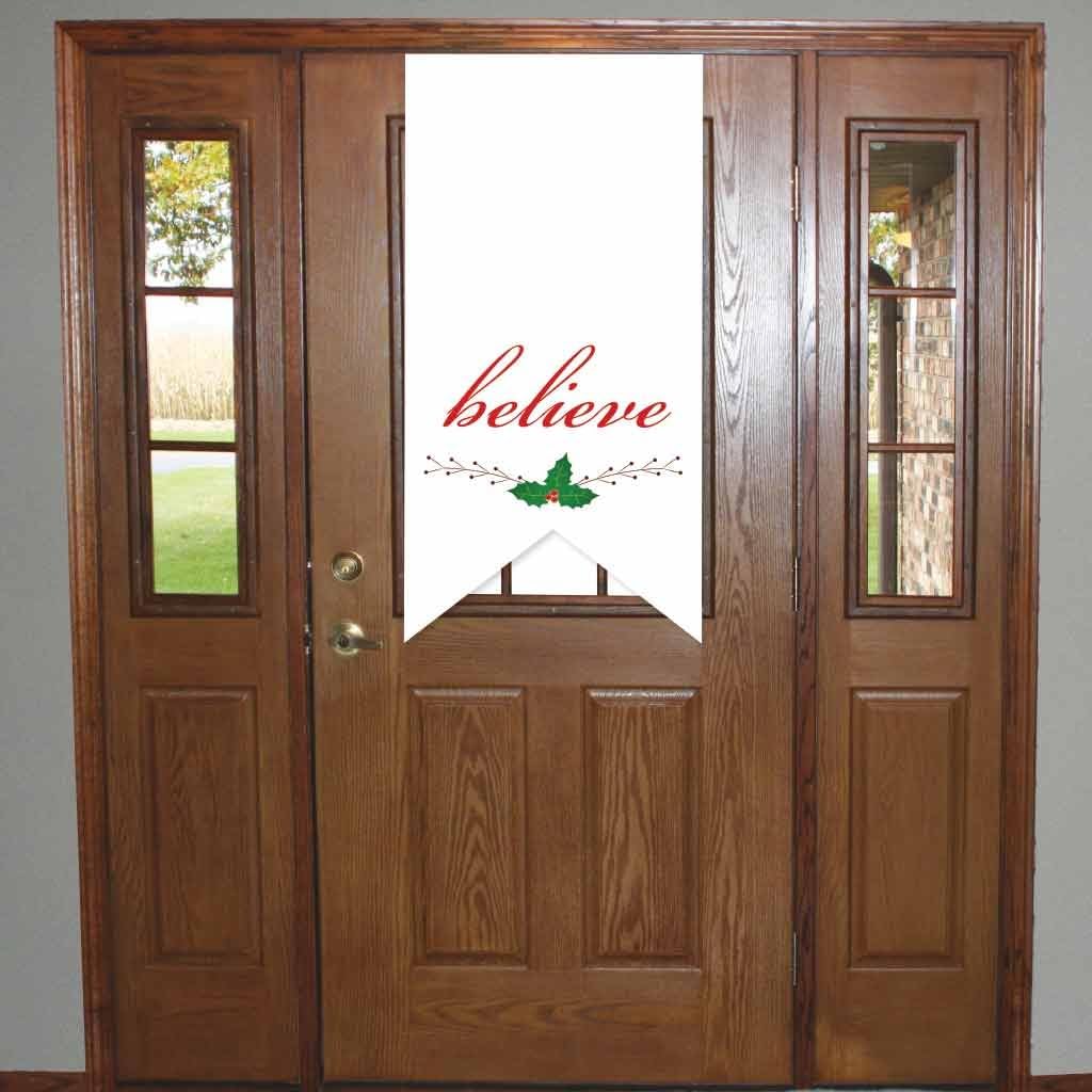 VictoryStore Yard Sign Outdoor Lawn Decorations: Christmas Door Vinyl Banner Believe Design, 10 feet by 2 feet