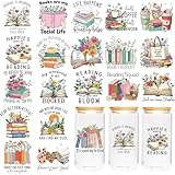 UV DTF Cup Wraps Stickers - 20 Sheet Booklover UV DTF Transfer Sticker, Book UVDTF Cup Wraps for 16 oz, Booklover Quotes Design, Creative DIY Crafts for Water Bottle