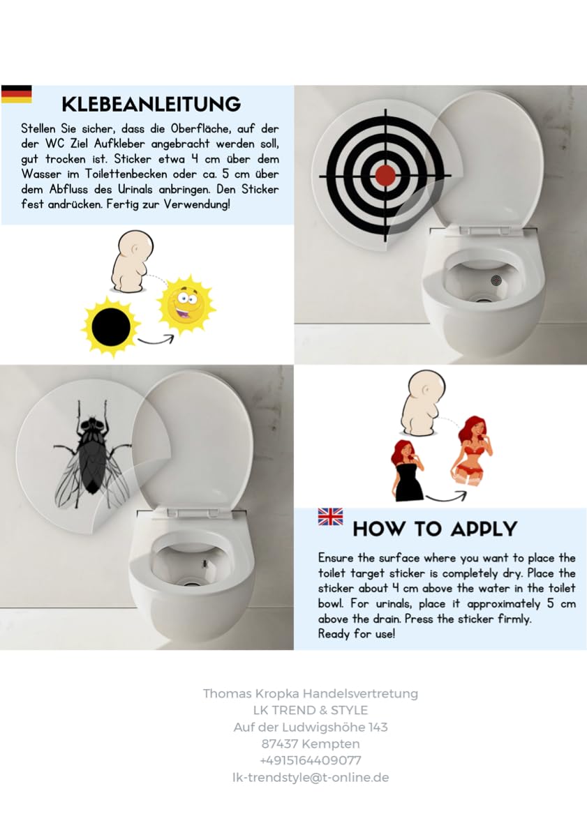 WC Aufkleber Marienkäfer 4er Set - Lustige Toilettensticker Für Besseres Zielen