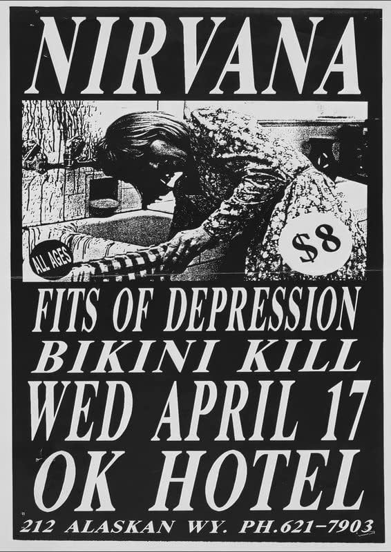 nirvana Retro Vintage Rock Concert Gig Poster Wall Art A4 : Amazon.co ...