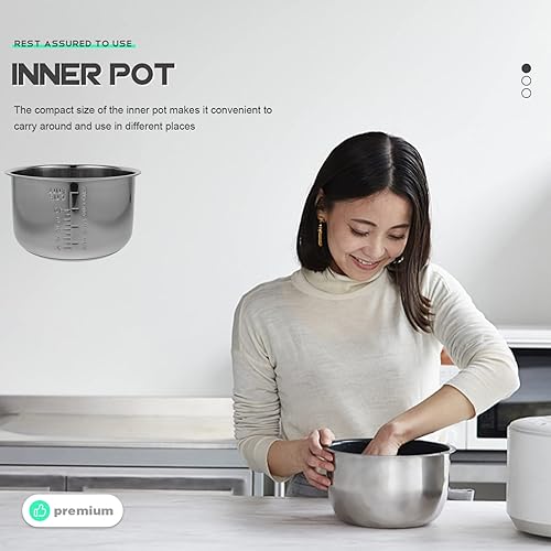 Miniatura 5 de Lurrose Olla de arrocera de acero inoxidable para reemplazar la olla de presión interna de la olla de cocción interna para cocina 5L