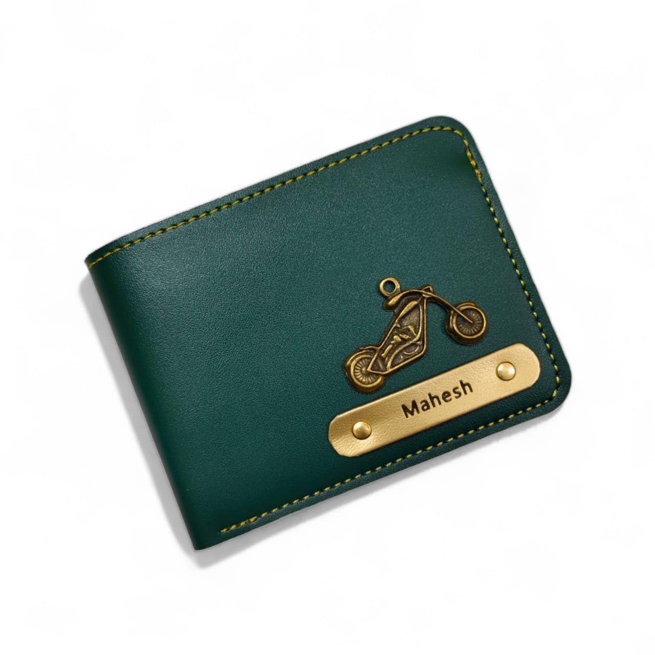 Personalized Name Wallet for Men | Customized Gift. Custom Men's Leather Wallet with Name and Charm (Green)-picture-17
