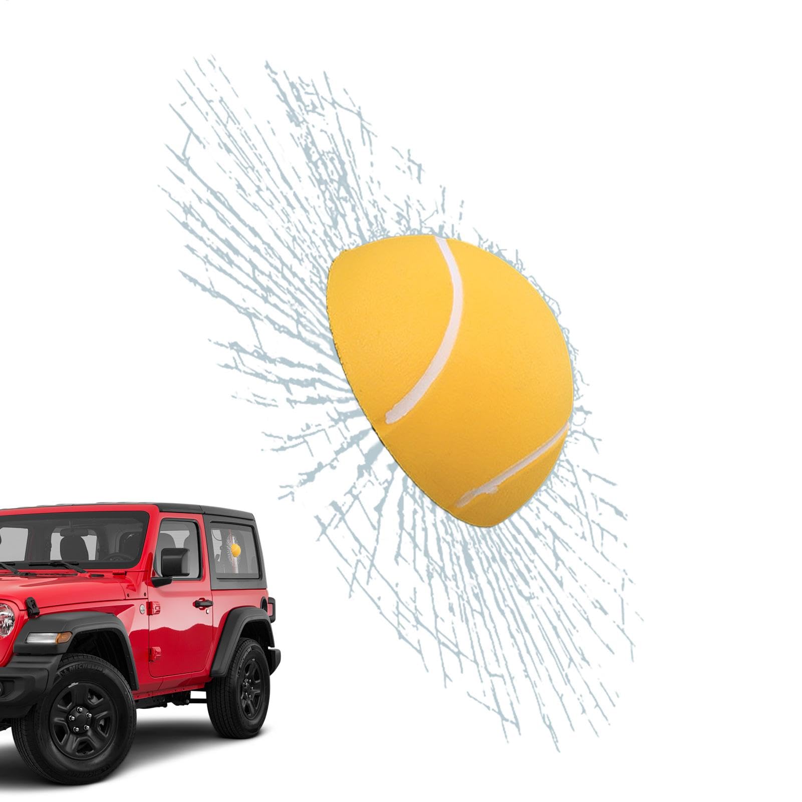 Calcomanías 3D de broma para vidrio de ventana, diseño de pelota de tenis, parabrisas trasero de coche, decorativas para el hogar