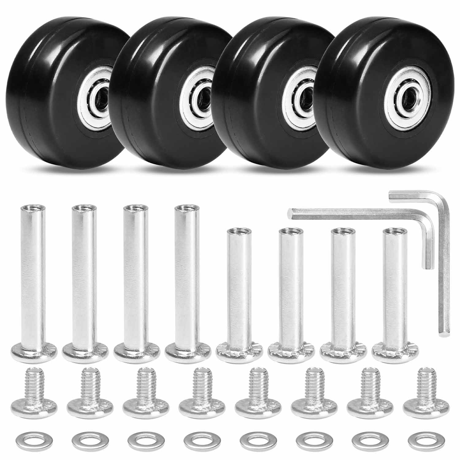 MroMax 4Pcs Luggage Wheels Replacement, 1.65 Inch (42 x 19mm) Rubber Suitcase Replacement Wheels Wear-Resistant Repair for Luggage