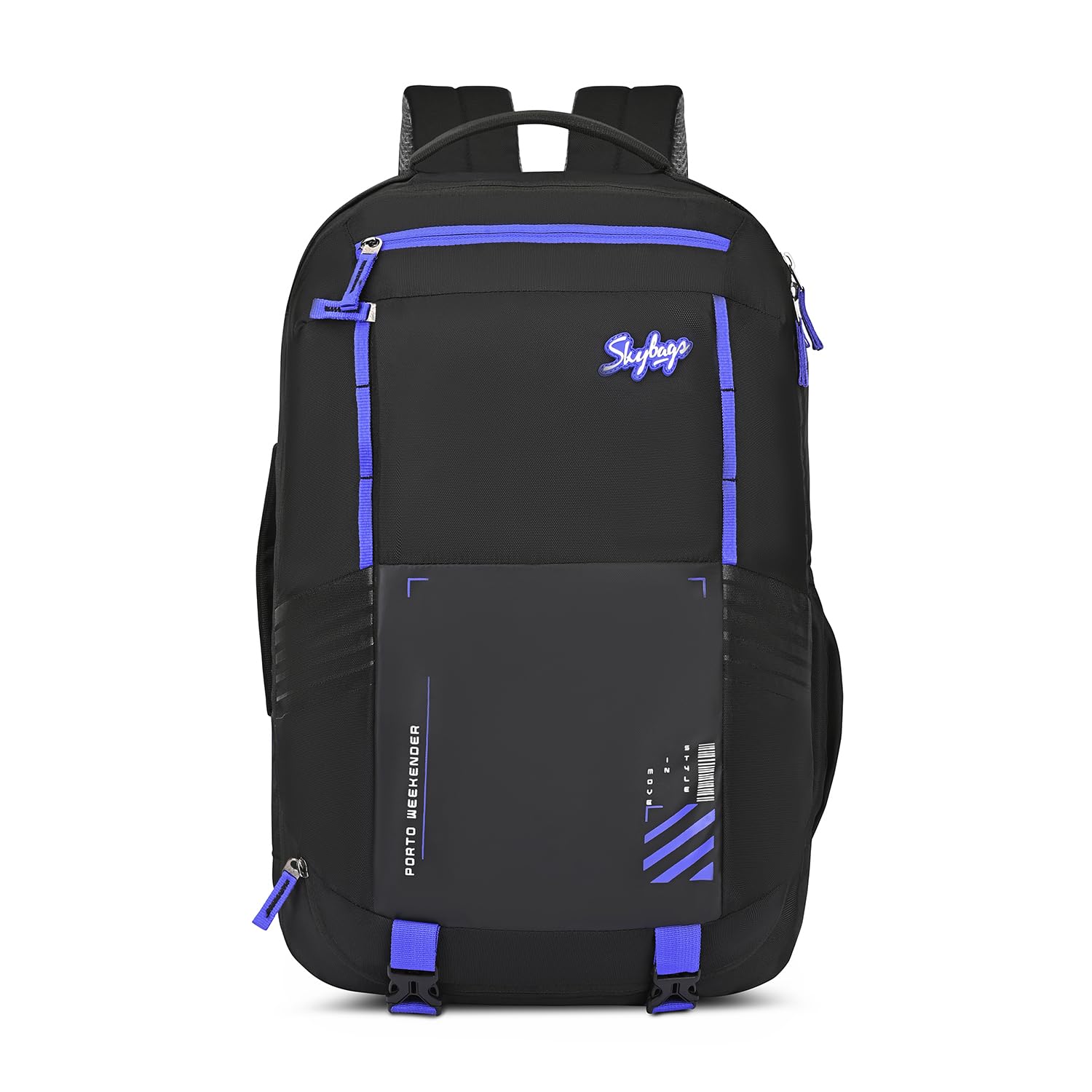 Skybags Porto Spacious 40L Weekender Backpack, 2 Compartments, Black-Blue