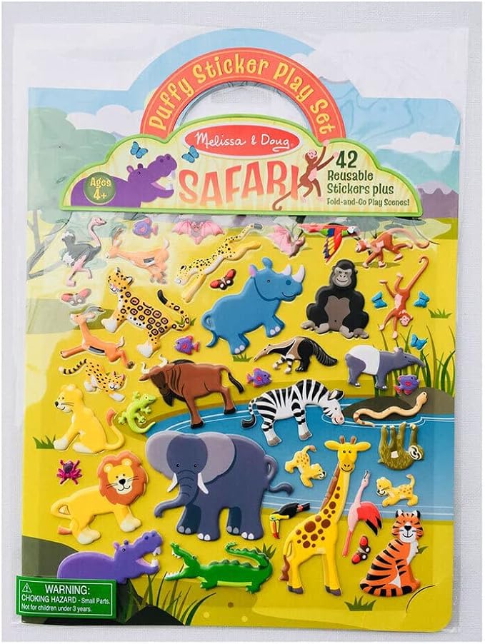 Amazon.com: Melissa & Doug Puffy Sticker Play Set: Safari - 42 Reusable ...