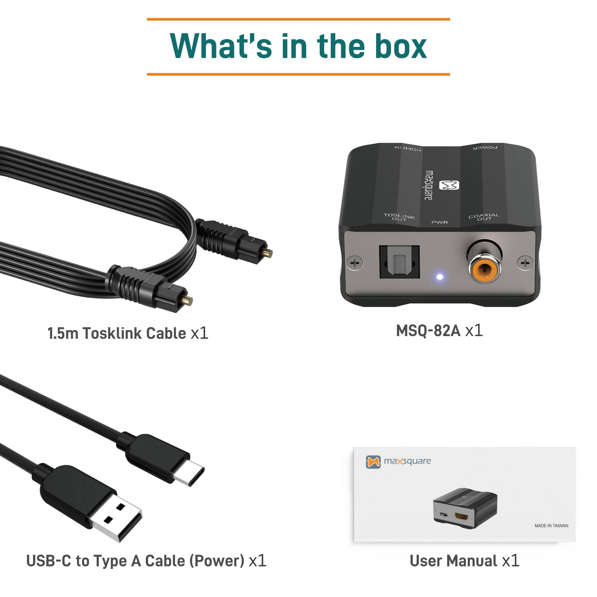 eARC/ARC - Extractor de audio HDMI a óptico/coaxial, convertidor de audio eARC/ARC, carcasa de aluminio, compatible con PCM2.0 Dolby5.1 DTS5.1 para barra de sonido de TV, auriculares